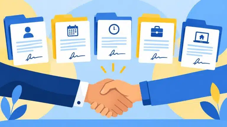 Guia de contratos e modalidades de trabalho: pastas de contratos e aperto de mão